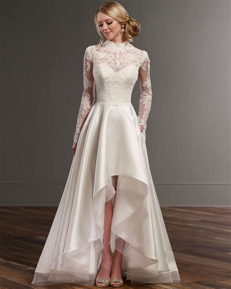 Exclusive crop top lace wedding dress back design pockets bridal gown quarter sleeves court train bridal dress milanoo. Vestido De Noiva Bridal Gown Lace High Neck Long Sleeve ...