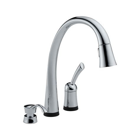 It has a magnetic docking head that makes extending or retracting the sprayer easier than all other faucets. Delta Faucet Pilar single handle pull-down kitchen faucet ...