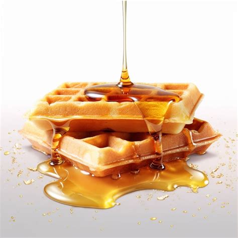 Premium Ai Image Pouring Maple Syrup On A Stack Of Waffles