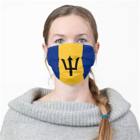 Flag Of Barbados Adult Cloth Face Mask Zazzle