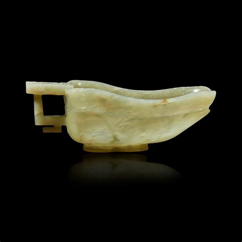 Lot 103 A Chinese Celadon Jade Libation Cup Yi And