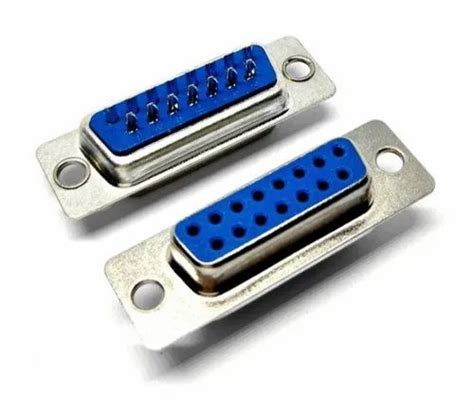 Steel Blue And Black White 15 Pin Solder Type Female D Sub Connector