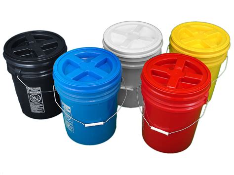 Bucket Kit, Five Colored 5 Gallon Buckets with Matching Gamma Seal Lids
