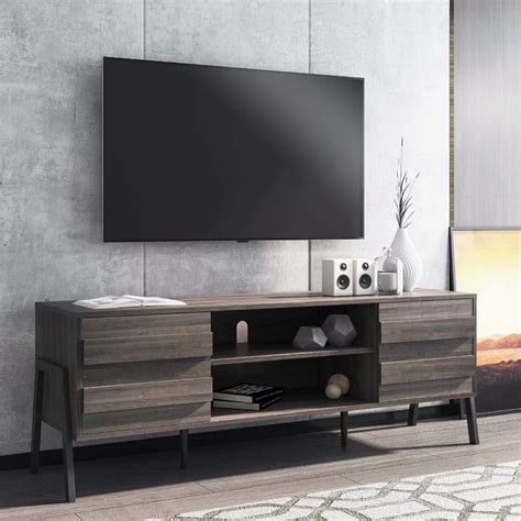 Modern Tv Media Cabinet Wood Tv Stand Media Console With 4 Open