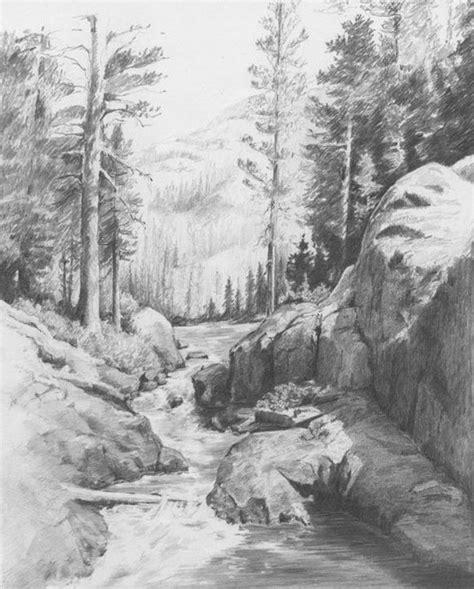 What Should I Draw Nature Landscape Running River Trees And Rocks