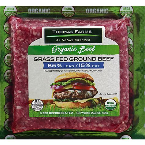 Thomas Farms Beef Ground Organic Grass Fed 8515 16 Oz Ground