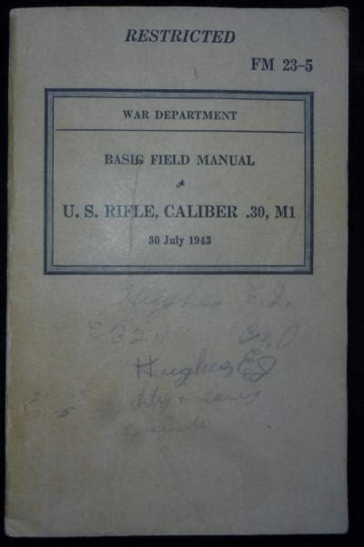 Sold Archive Area Wwii Manual M1 30 Caliber Rifle Fm 23 5