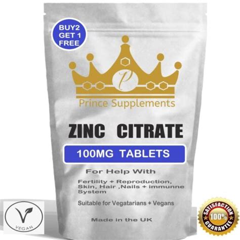 Zinc Citrate Tablets 100mg Capsules 100 Immune System Sexual Health Buy 2 Get3 Ebay