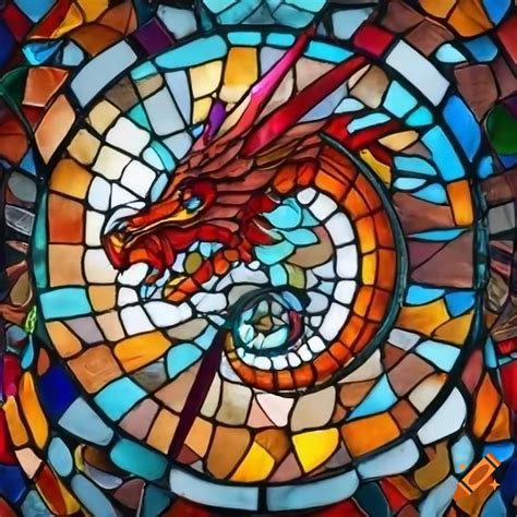 Stained Glass Window With A Dragon On Craiyon