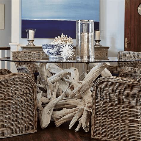 Driftwood Dining Table Base For Round Glass Top Larger Spaces