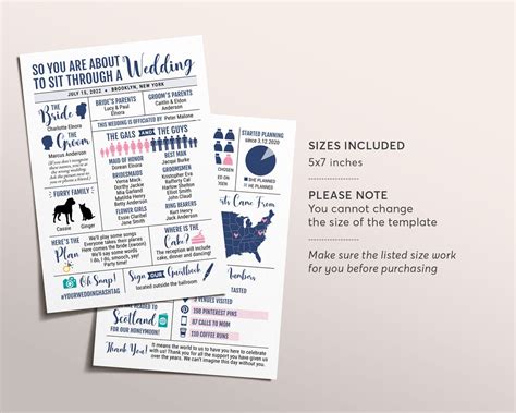 Infographic Wedding Program Template Editable Reception Etsy Australia