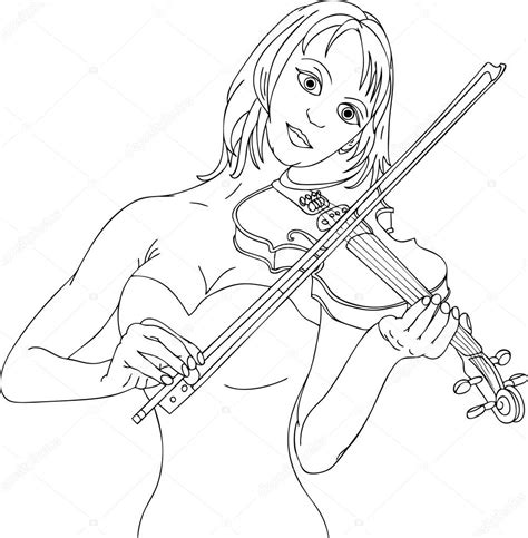 Woman Playing Violin Stock Vector Pavelmidi 3439010