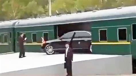 Kim Jong Uns Maybach Limo Seen Squeezing Into His Armored Train