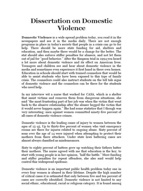 Dissertation On Domestic Violence Pdf Domestic Violence Victimology