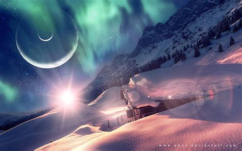 1080p Free Download Aurora Borealis Northern Lights Cabin Snow Winter