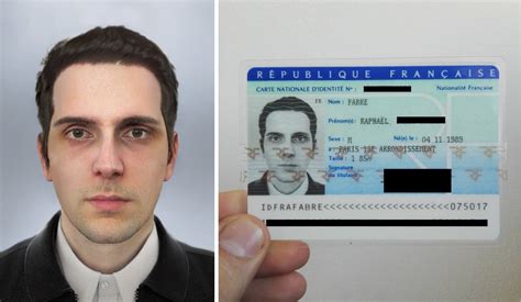 Printed photo id cards, plastic id card, id badges and accessories. Man uses a 3D model of his face to get a national ID card