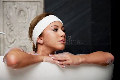 Bathing Woman Relaxing In Bath Stock Image Image Of Relaxation Happiness 58878655