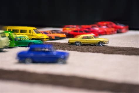 Race Of The Small Colorful Cars Stock Photo Image Of Colorful Blue