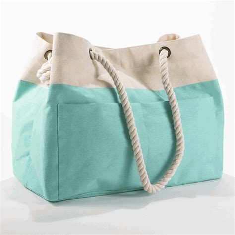 embroidered color block tote bag