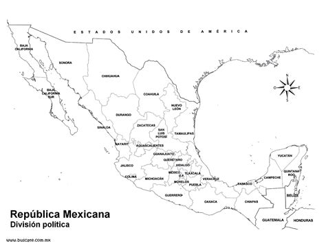 Mapa De La República Mexicana Con División Política Con Nombres Y Capitales