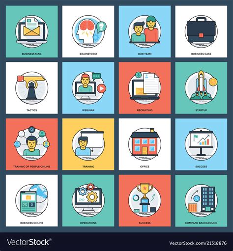 Business Flat Icons Pack Royalty Free Vector Image