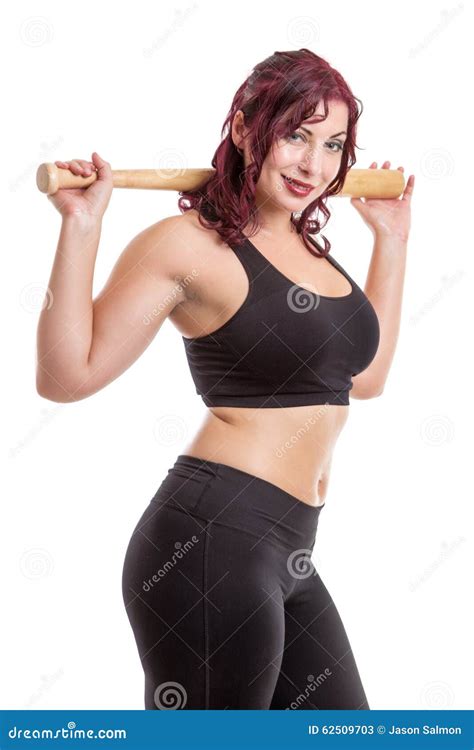 Fitness Woman With Baseball Bat Stock Image Image Of Posing Baseball 62509703
