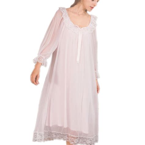 Buy Womens Victorian Nightgown Long Sheer Vintage Nightdress Lace