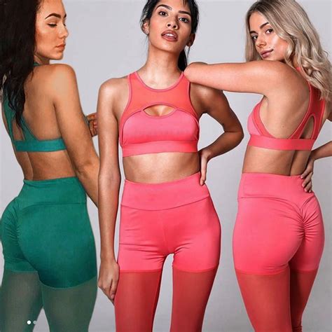 Hot Sale Pink Hollow Women Yoga Sets Gym Elastic Running Sport Suit