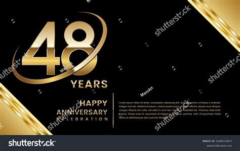 48th Anniversary Celebration Template Design Gold Stock Vector Royalty