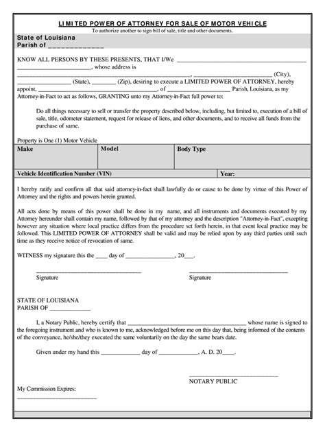 Cost Of Power Of Attorney In Louisiana Form Fill Out And Sign