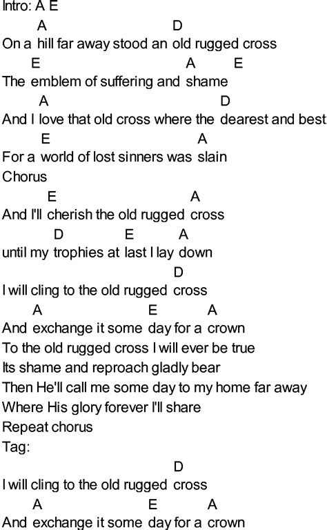Guitar Hymns The Old Rugged Cross Tablature And Chords