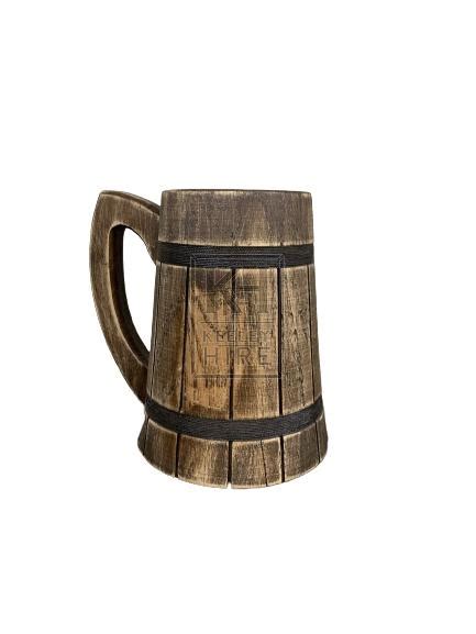 Pubs And Bars Prop Hire Wooden Slatted Tankard With Dark String
