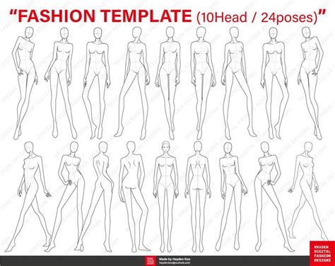 Fashion Figure Templates 10 Head 30 Poses For Fashion Illustration