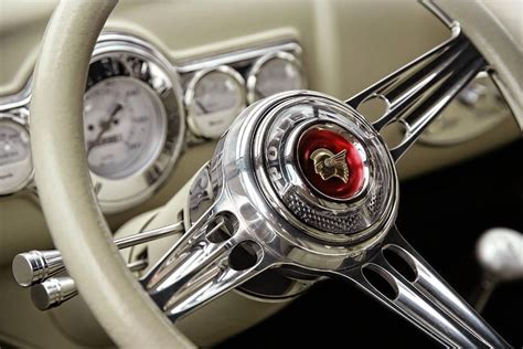 Warm in winter and cool in summer, 15 inch auto car steering wheel covers. 1941 Photograph - 1941 Pontiac Steering Wheel by Gordon ...