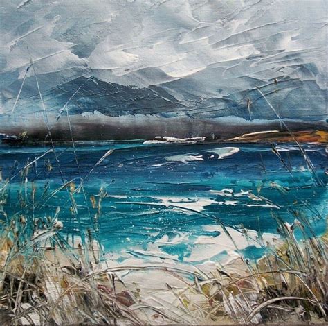 Coastal Grasses Seascape Art Original Semi Abstract Acrylic Painting