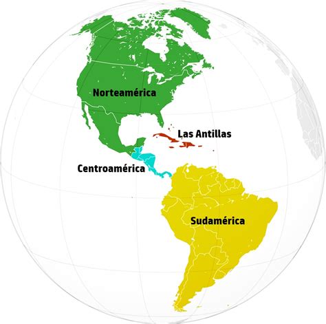 Países De América Por Región Norte Sur Centro Y Las Antillas