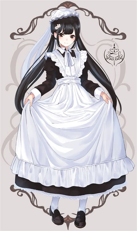 Download 2456x4131 Anime Maid Girl Dress Black Hair Twintails