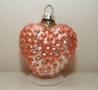 Vintage German Pink Heart Bumpy Mercury Glass Christmas Ornament Antique Price Guide Details Page