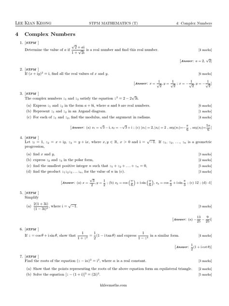 Financial mathematics for actuaries i albert cohen actuarial sciences program department of mathematics depart. MT Chapter 04 stpm revision | Complex Number ...
