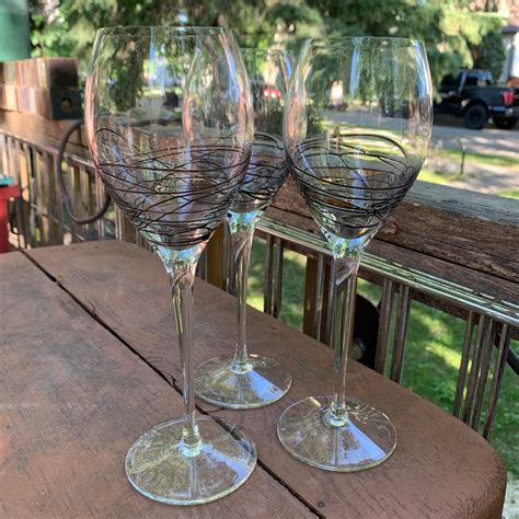 Vintage Swirl Wine Glasses 9 Tall Etsy