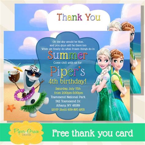 Frozen Summer Invitation Frozen Fever By Pipergracedigital On Etsy