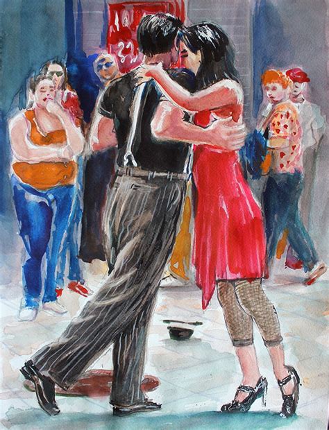 Tango Print By Original Watercolor Painting Dancing People Etsy