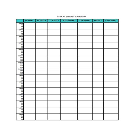 26 Blank Weekly Calendar Templates Pdf Excel Word Template Lab Free