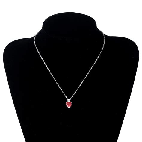 Ruby Heart Pendant 925 Sterling Silver Necklaceheart Shaped Etsy