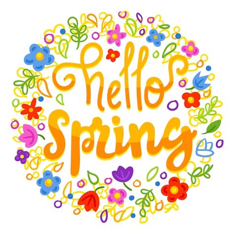 Free Vector Spring Lettering With Colorful Decoration