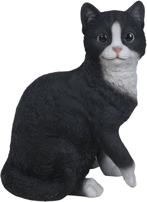 Realista Bicolor Blanco Y Negro Gato De Gato Figura Coleccionable