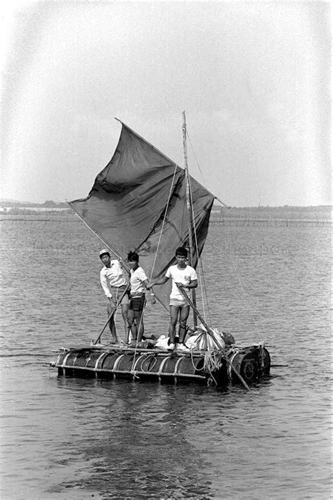 1972 Homemade Raft Set Sail At The Causeway For A Round The Island