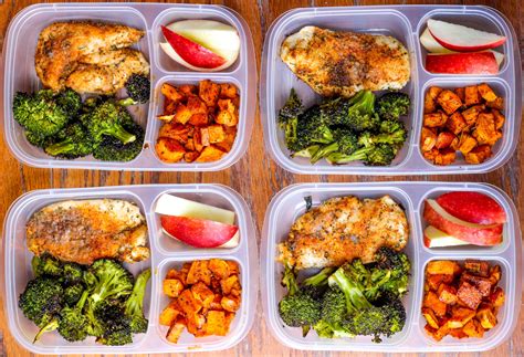 Meal Prep Lunch Bowls With Spicy Chicken Roasted Lemon Broccoli And