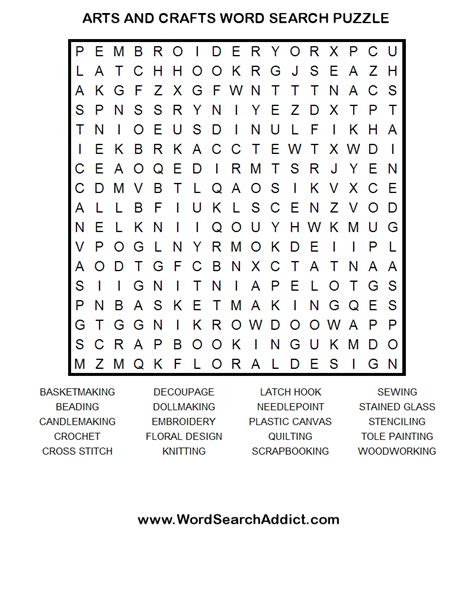 Free Coloring Pages Arts And Crafts Printable Word Search