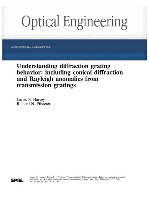 Pdf Understanding Diffraction Grating Behavior Including Conical